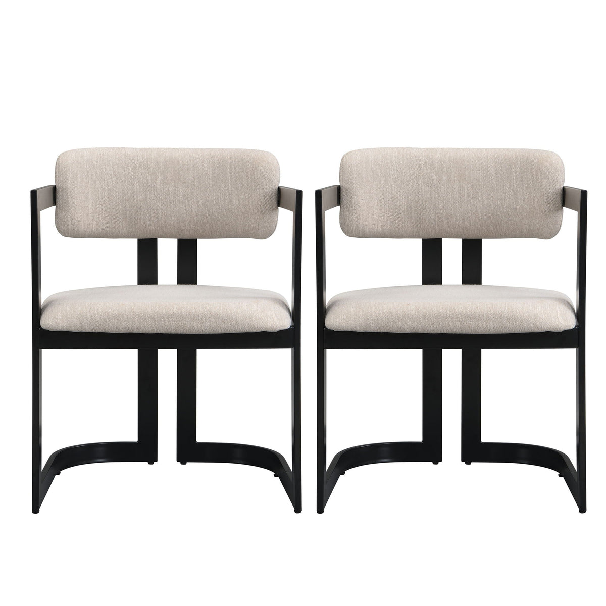 Upholstered dining armchairs set of 2 fabric cushions with black metal frames HouseOfZazla on Tampa Home & Garden Store