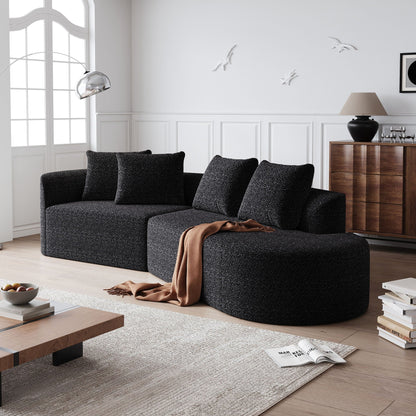 Chenille Sectional Sofa and Soft Throw Pillows