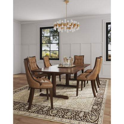 Fifth Avenue dining chairs set of 2 in caramel brown leather with dark wood legs HouseOfZazla on Tampa Home & Garden Store