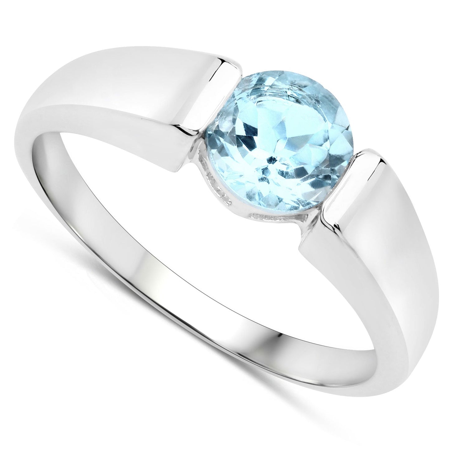 Sterling silver ring with 1.05ct round blue topaz centerpiece by Bids.com on Tampa Home & Garden Store