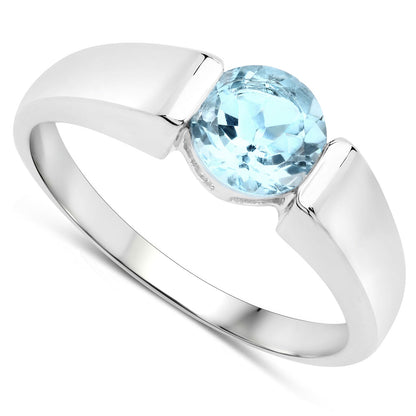 Sterling silver ring with 1.05ct round blue topaz centerpiece by Bids.com on Tampa Home & Garden Store