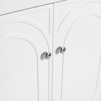 Freestanding bathroom vanity white with two panel doors and chrome knobs, soft-close on Tampa Home & Garden Store