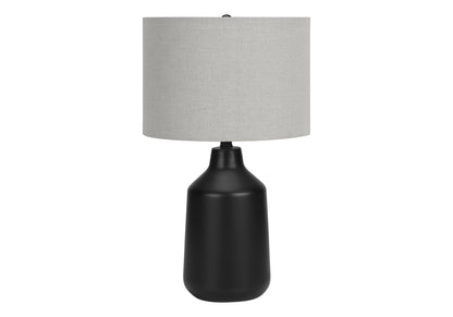 Table lamp with black metal base and light gray linen shade by HouseOfZazla on Tampa Home & Garden Store