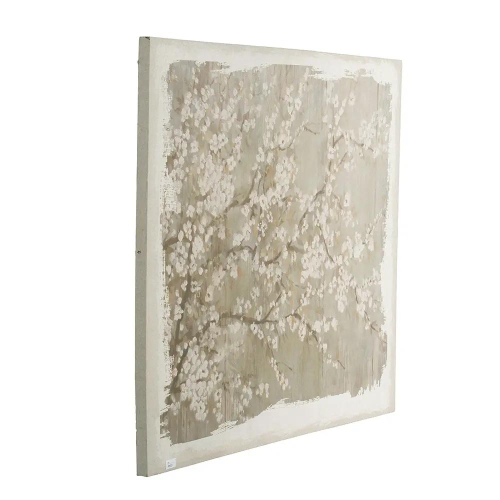 Cherry Blossom Canvas Art Print Gray White Matte