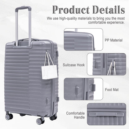 4-Piece PP Spinner Wheel Luggage Set with cosmetic case in light gray by HouseOfZazla on Tampa Home & Garden Store