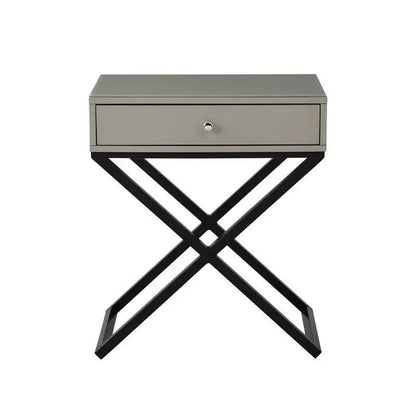 Koda end side table with drawer, beige top and black cross base Unique Piece Furniture on Tampa Home & Garden Store