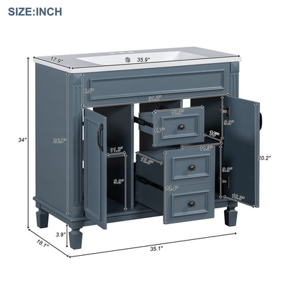 Bathroom vanity with sink and mirror cabinet in blue gray with soft closing doors by HouseOfZazla on Tampa Home & Garden Store