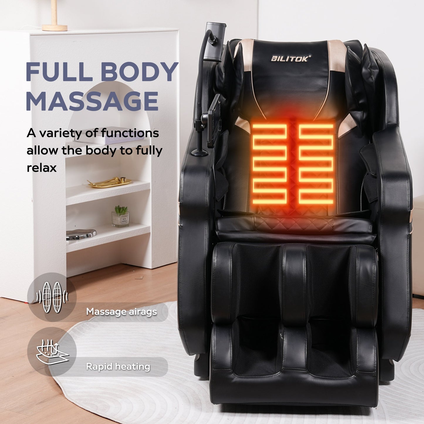 Massage chair recliner by HouseOfZazla in black leather with zero gravity on Tampa Home & Garden Store