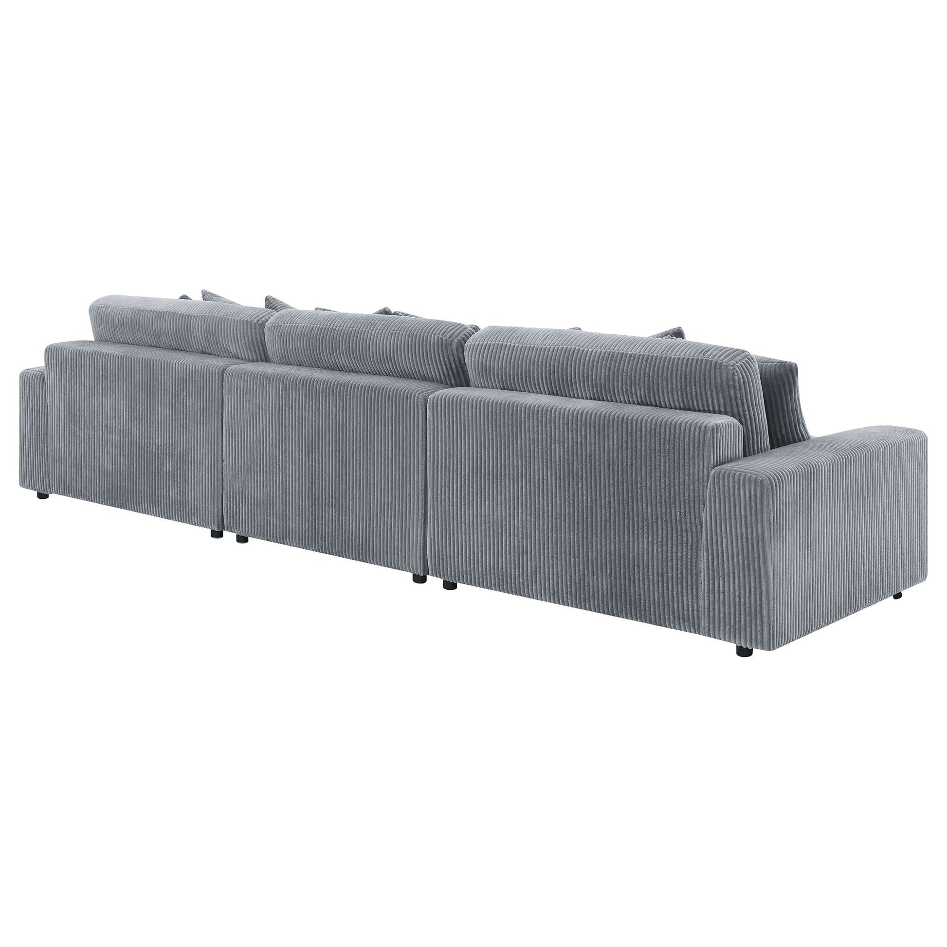 Cassidy Upholstered Stationary Sectional Sofa in blue-gray ribbed fabric by HouseOfZazla on Tampa Home & Garden Store