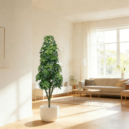 Indoor Faux Tree With Green Leaves And Large Size