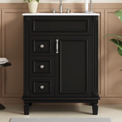 Black bathroom vanity with white top, 2 drawers, chrome hardware by Unique Piece Furniture on Tampa Home & Garden Store