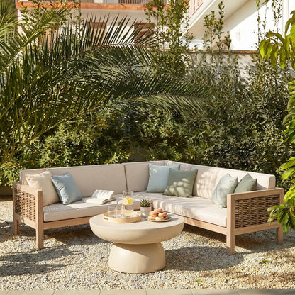 Emir Acacia 5-Seater Conversational Sofa set with beige cushions, acacia frame HouseOfZazla on Tampa Home & Garden Store