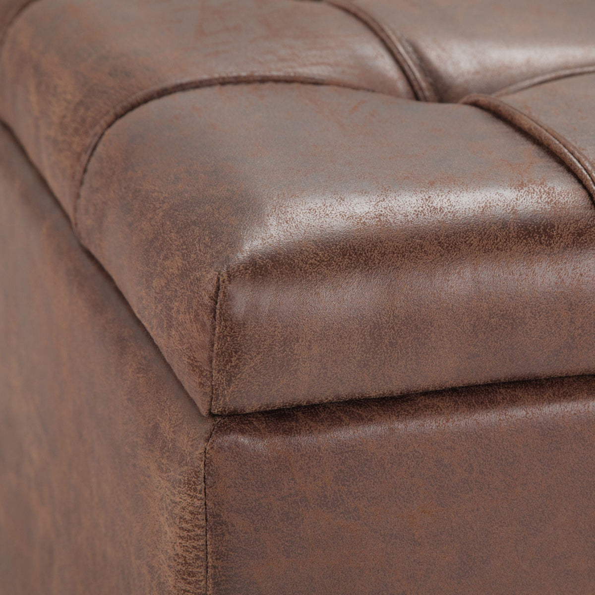 Harrison Tufted Lift Top Storage Ottoman brown leather tufted cushion HouseOfZazla on Tampa Home & Garden Store