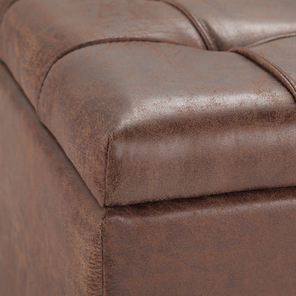 Harrison Tufted Lift Top Storage Ottoman brown leather tufted cushion HouseOfZazla on Tampa Home & Garden Store