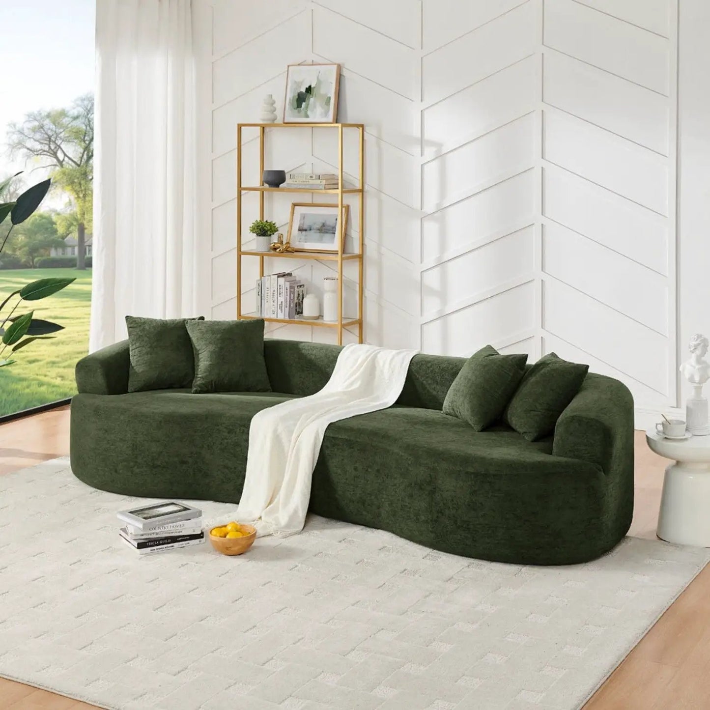 4 Seater Curved Cloud Sectional Sofa olive green fabric by Unique Piece Furniture on Tampa Home & Garden Store