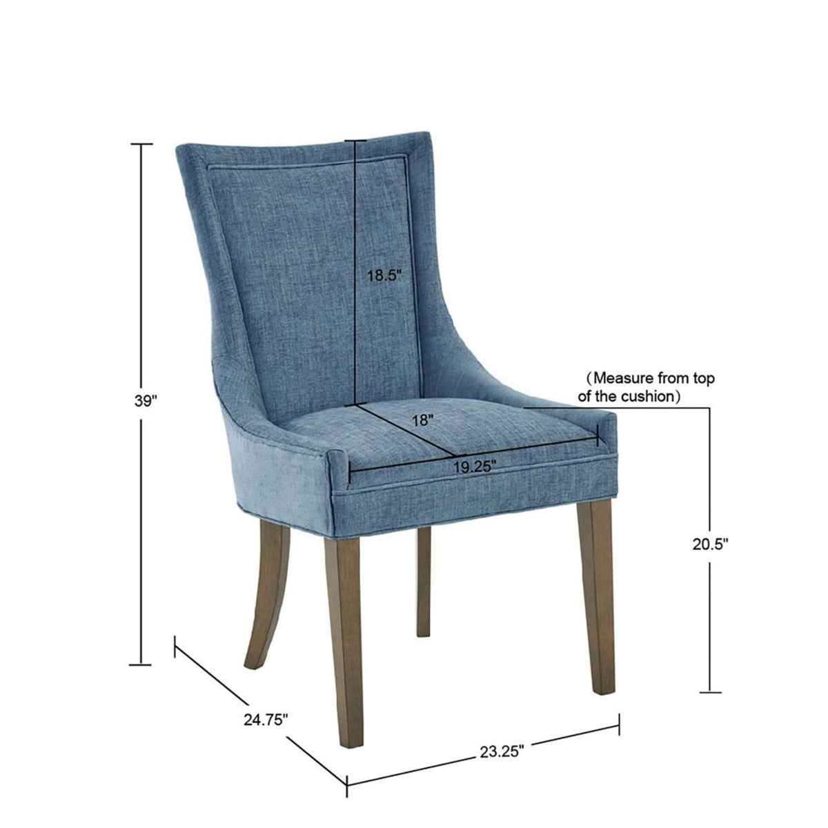 Elegant Dining Side Chair set of 2 in blue upholstery with solid wood legs by HouseOfZazla on Tampa Home & Garden Store
