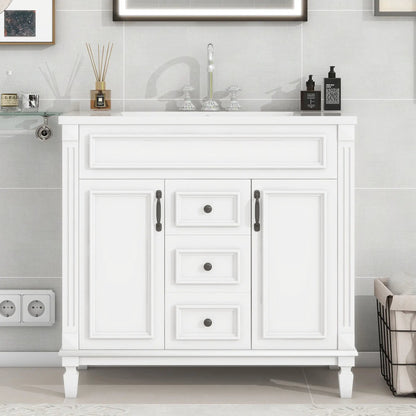 White bathroom vanity with top sink, 2 soft-close doors and 2 drawers by Unique Piece Furniture on Tampa Home & Garden Store