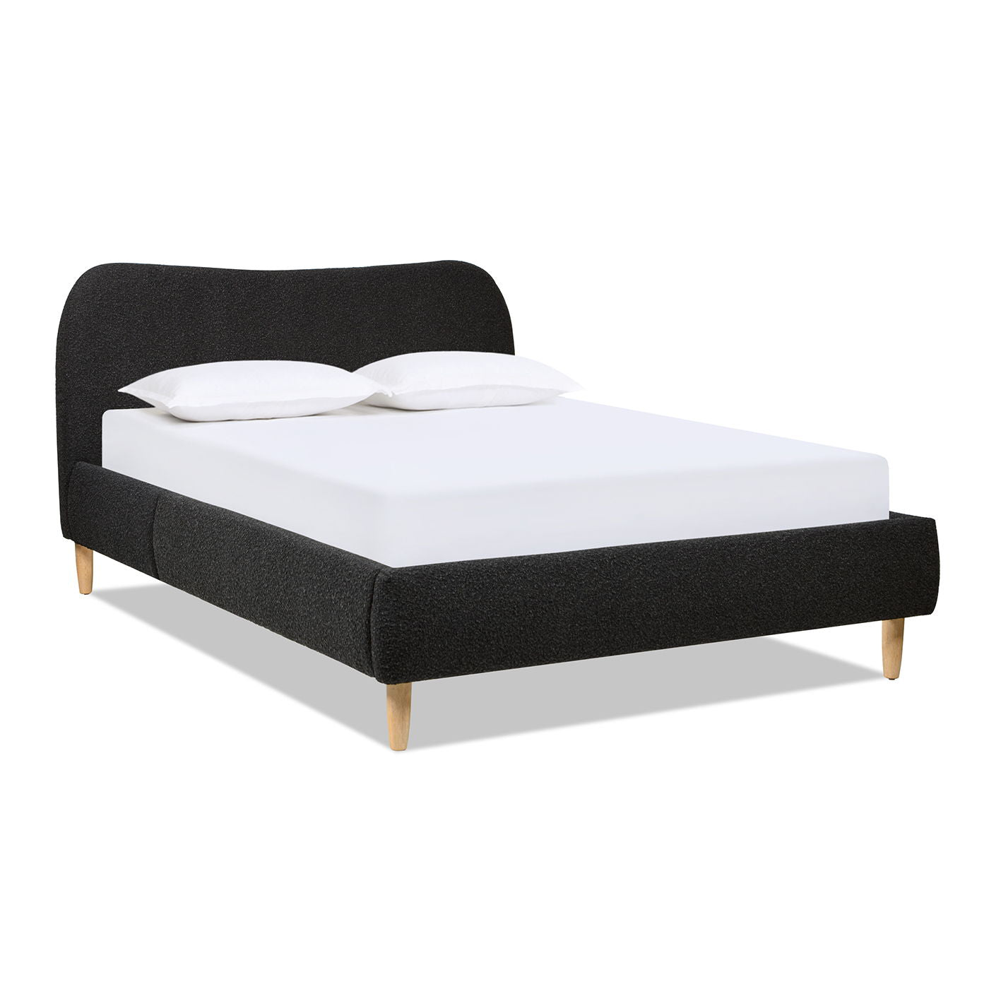 Curved Headboard and Upholstered Platform Bed