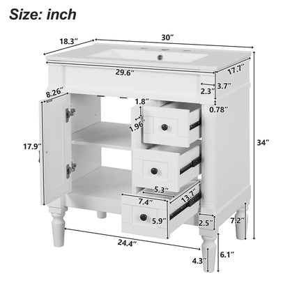 Bathroom Vanity With Ceramic Sink and Soft Close