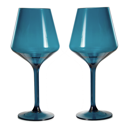 Saint Tropez Blue Acrylic Stemmed Wine Glasses