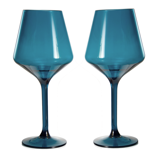 Saint Tropez Blue Acrylic Stemmed Wine Glasses