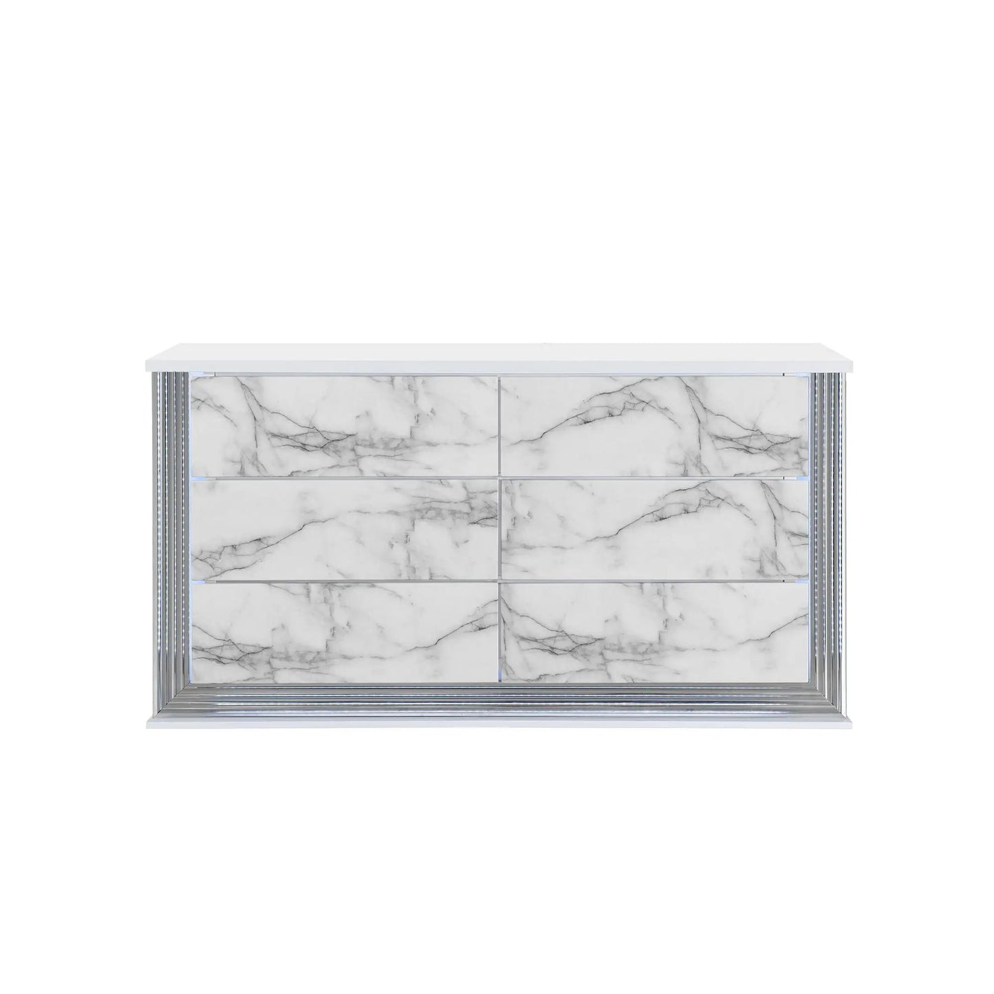 Moon Dresser With LED Lighting Marble Finish