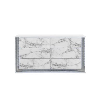 Moon Dresser With LED Lighting Marble Finish