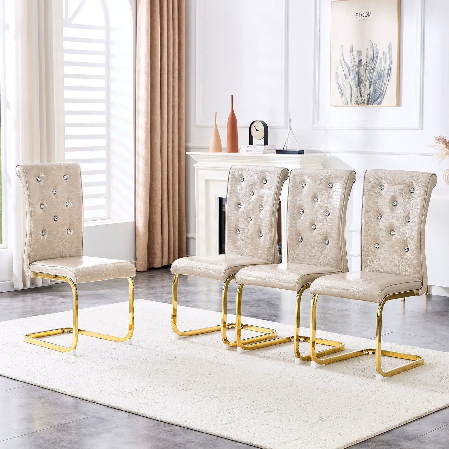 Elegant Faux Alligator Upholstered Dining Chairs
