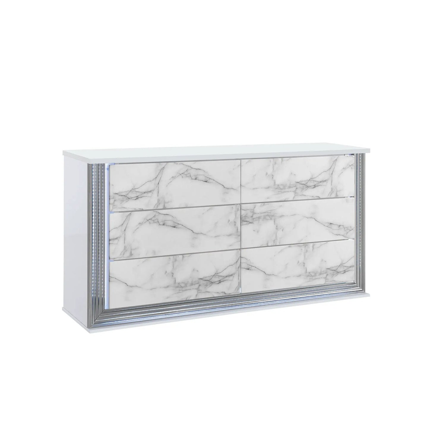 Moon Dresser With LED Lighting Marble Finish