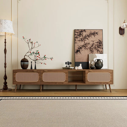 Walnut 78in TV stand with ample storage and open shelving by Unique Piece Furniture on Tampa Home & Garden Store