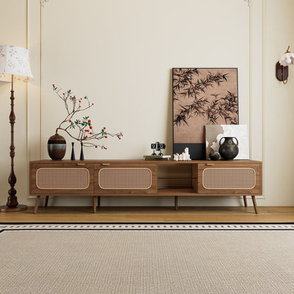 Walnut 78in TV Stand with ample storage and open shelves by HouseOfZazla on Tampa Home & Garden Store