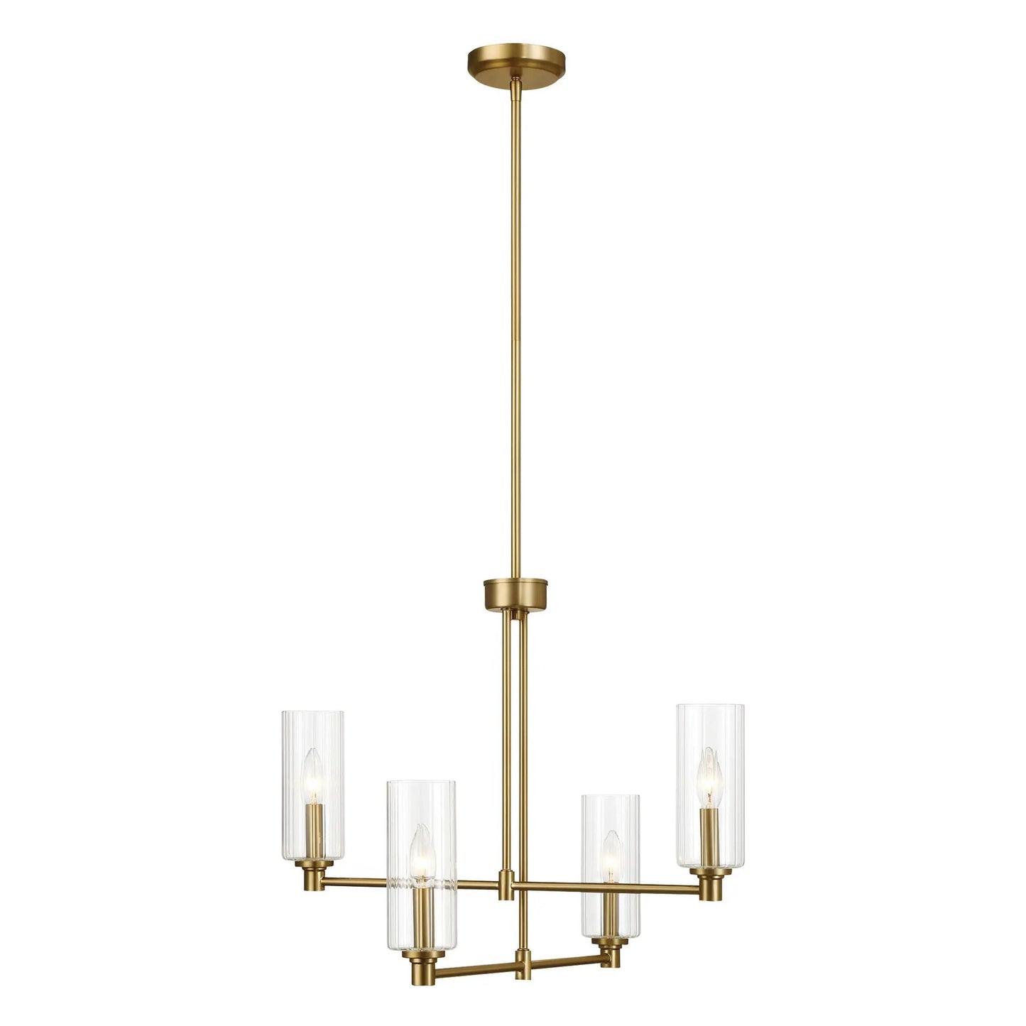 Enigma Four Lights Chandelier Satin Brass
