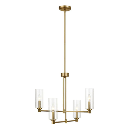 Enigma Four Lights Chandelier Satin Brass