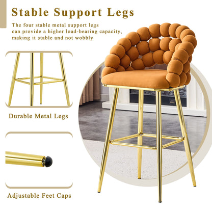 Ball Chain Bubble Tufted Bar Chairs Set Of Two