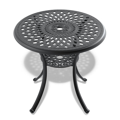 Ø30.71-inch Cast Aluminum Patio Dining Table With Black Frame and Umbrella Hole - Tampa Home & Garden Store