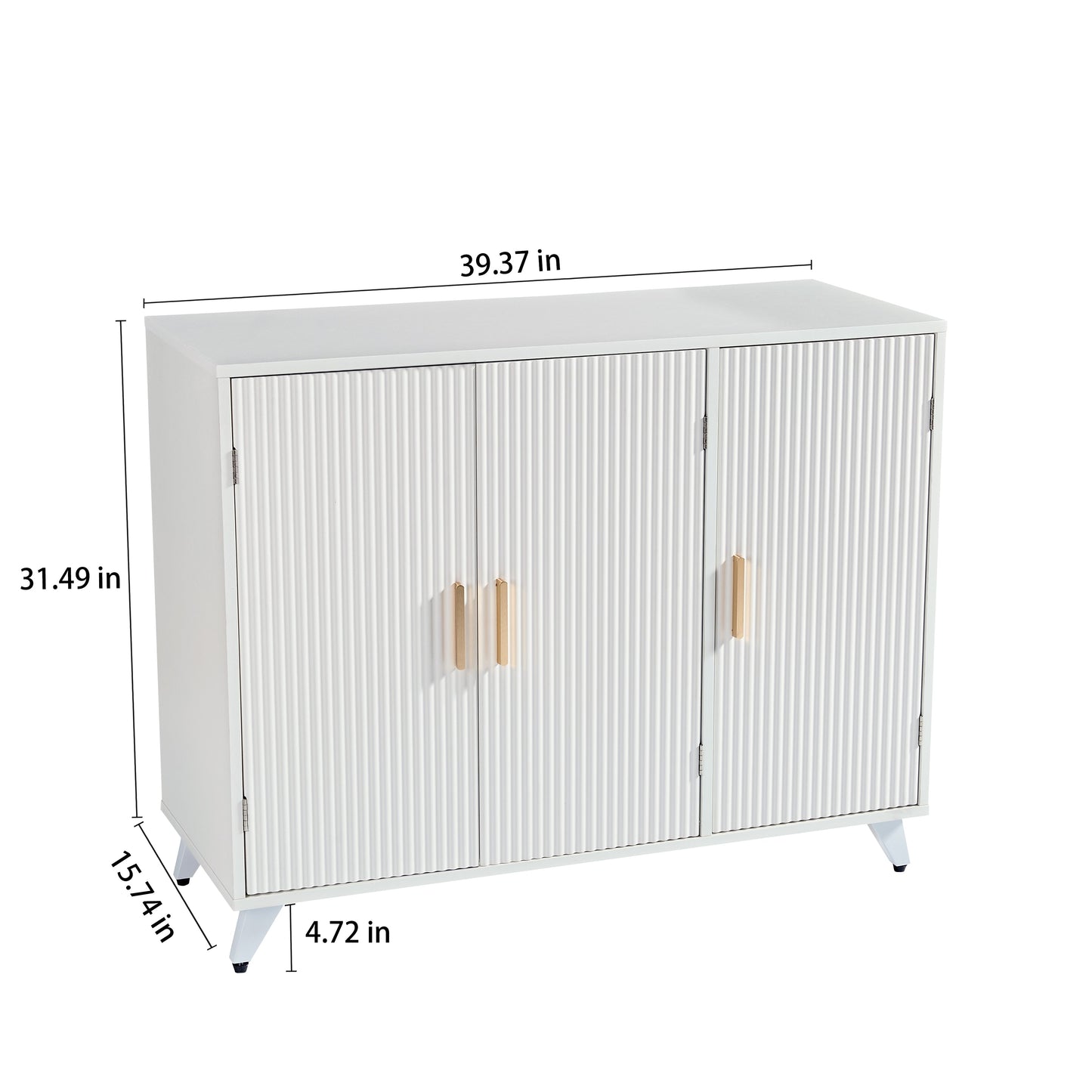 ideboard with wavy texture buffet cabinet, white accent cabinet with door, modern bookcase for kitchen living room - Tampa Home & Garden Store