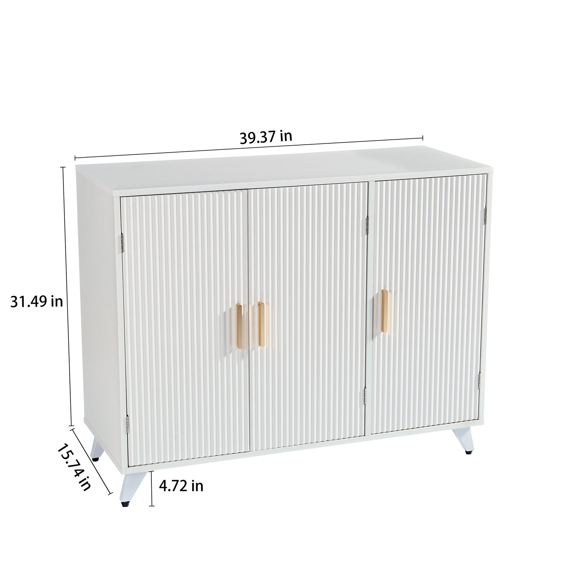 ideboard with wavy texture buffet cabinet, white accent cabinet with door, modern bookcase for kitchen living room - Tampa Home & Garden Store