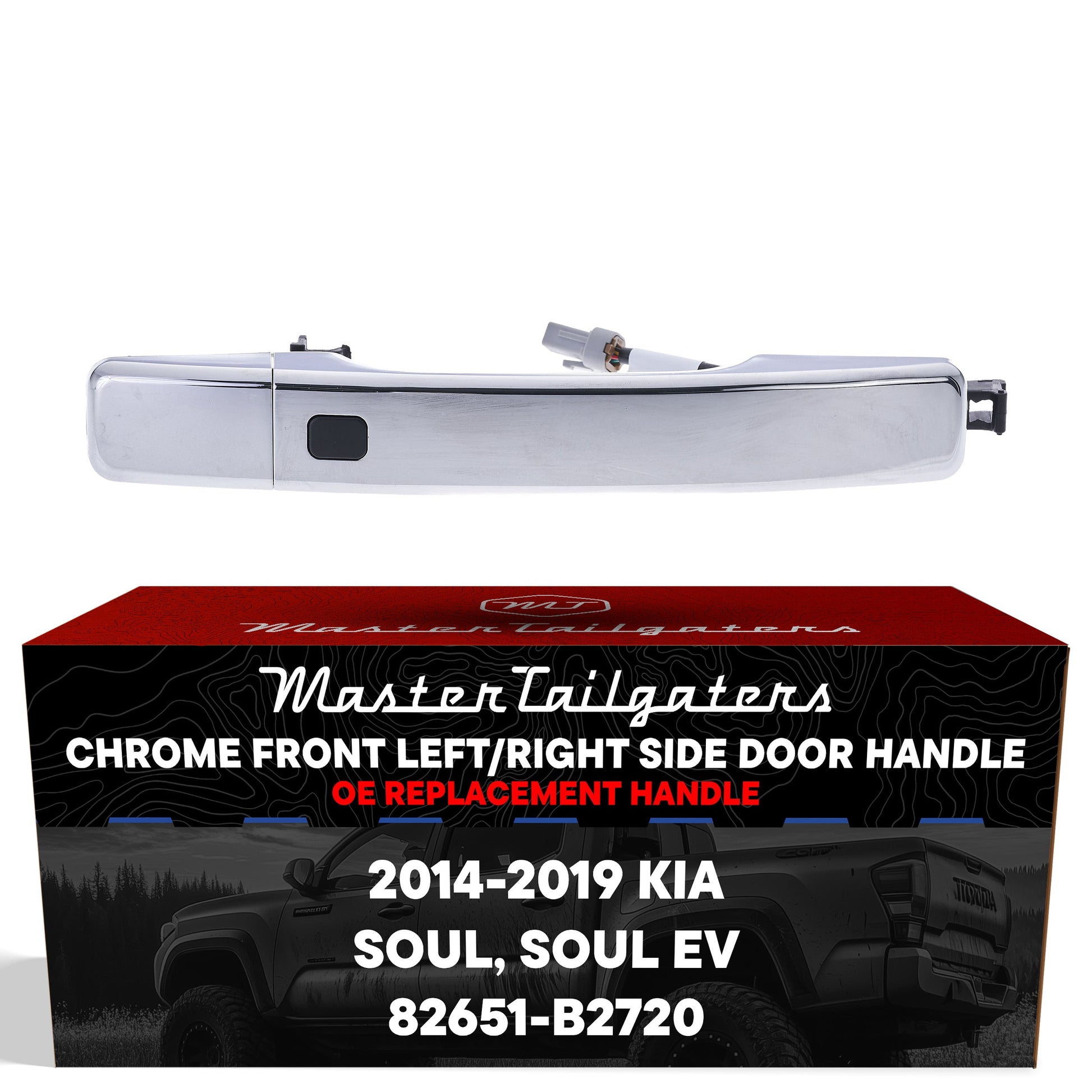 Chrome exterior door handle for Kia Soul 2014-2019; Soul EV 2015-2019, OE 82651-B2720 front L/R on Tampa Home & Garden Store