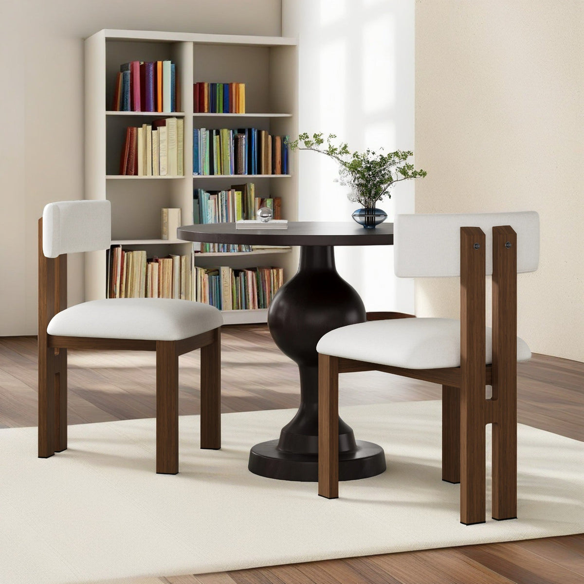 3 Piece Dining Set with Two Upholstered Chairs HouseOfZazla black pedestal table on Tampa Home & Garden Store