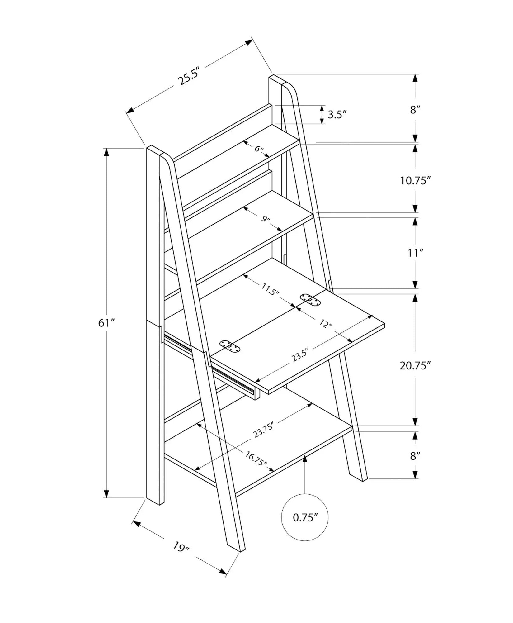 Computer desk for office leaning ladder desk with storage shelves by Unique Piece Furniture on Tampa Home & Garden Store