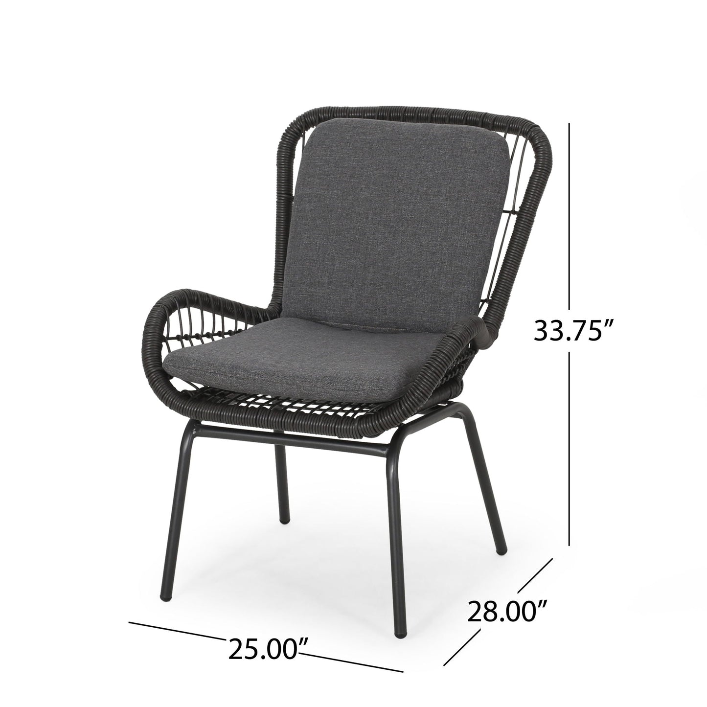Outdoor wicker club chairs set of 2 with dark gray cushions by HouseOfZazla on Tampa Home & Garden Store