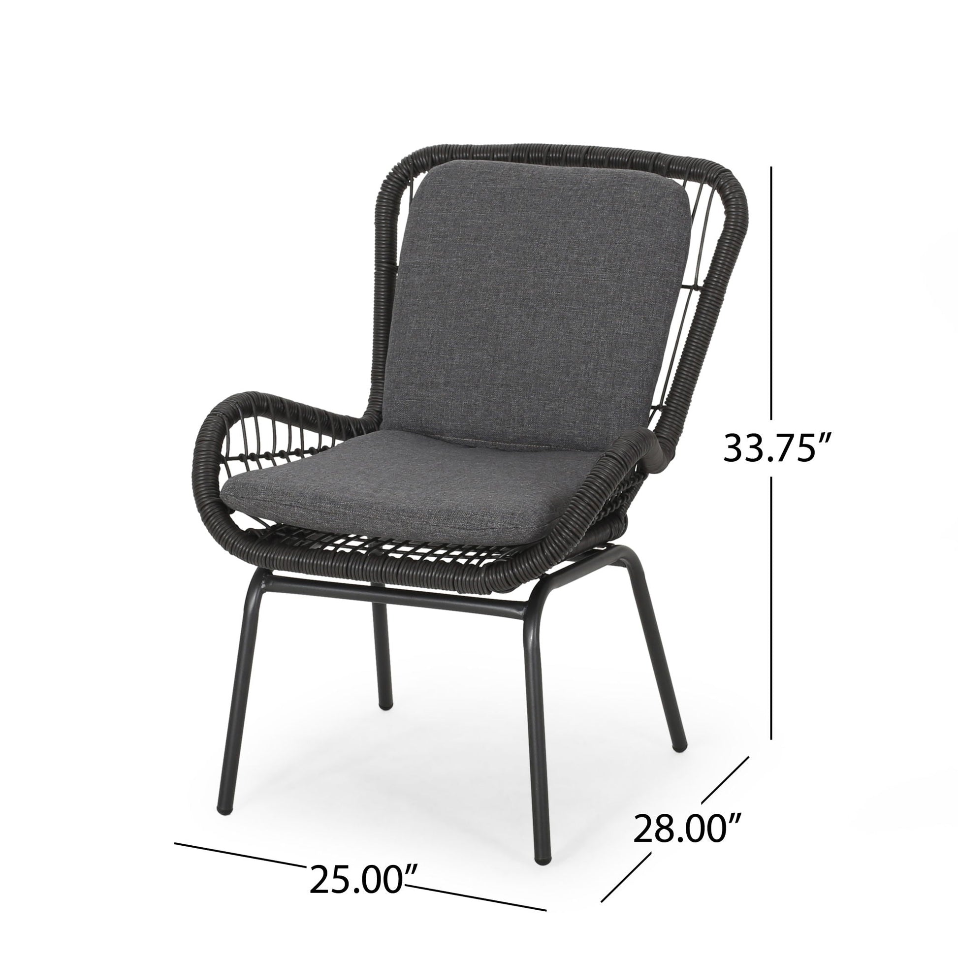 Outdoor wicker club chairs set of 2 with dark gray cushions by HouseOfZazla on Tampa Home & Garden Store