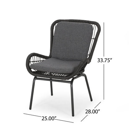 Outdoor wicker club chairs set of 2 with dark gray cushions by HouseOfZazla on Tampa Home & Garden Store
