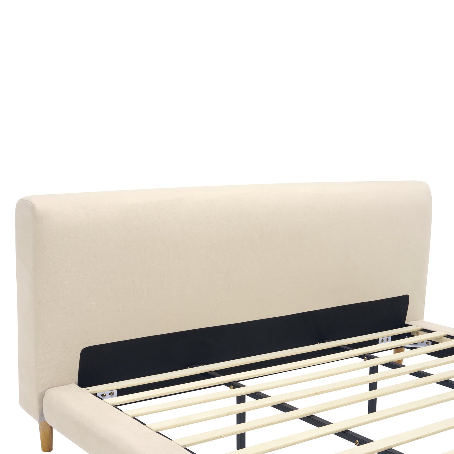 King Size Beige and Chunky Upholstered Bed Frame