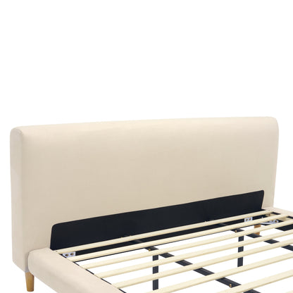 King Size Beige and Chunky Upholstered Bed Frame