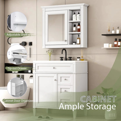 Bathroom Vanity with Top Sink and Mirror Cabinet