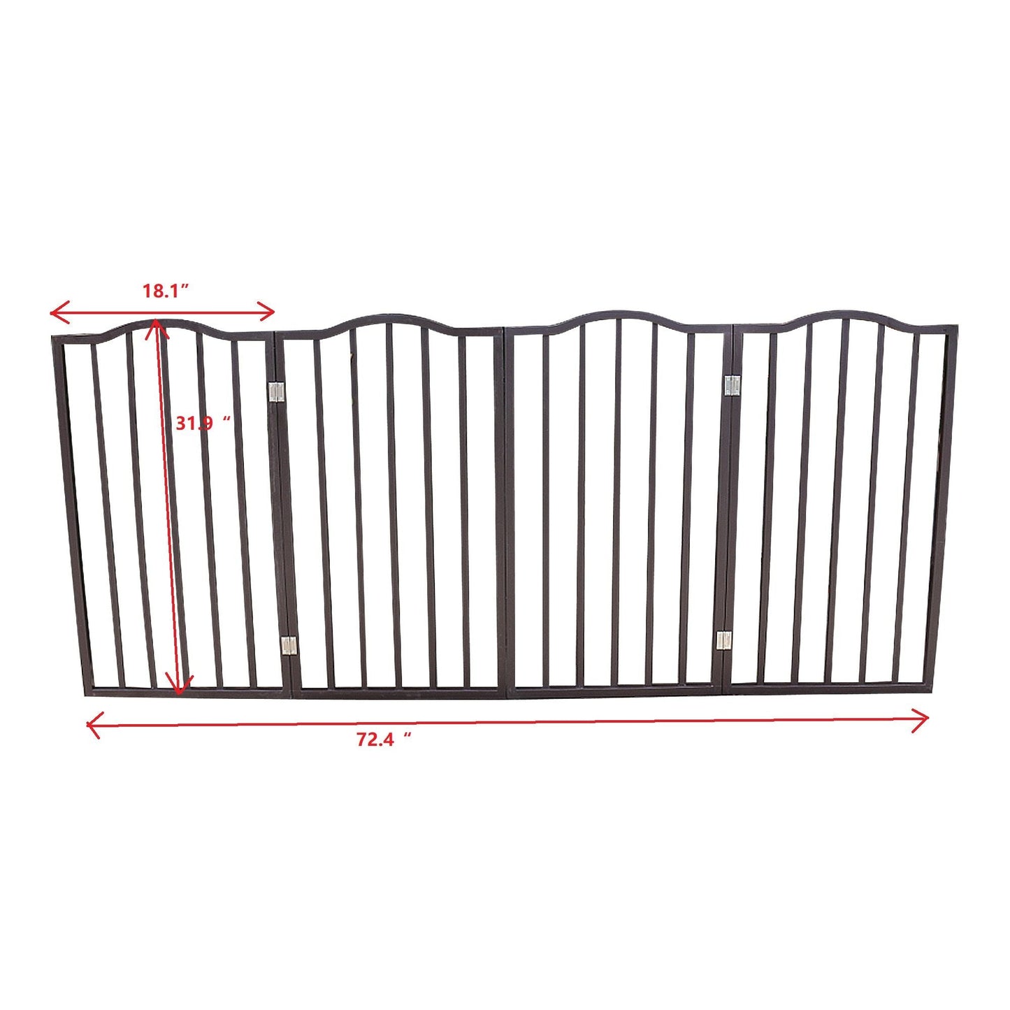 Dark brown HouseOfZazla freestanding folding pet gate for doors and stairs 72.4 inches wide on Tampa Home & Garden Store