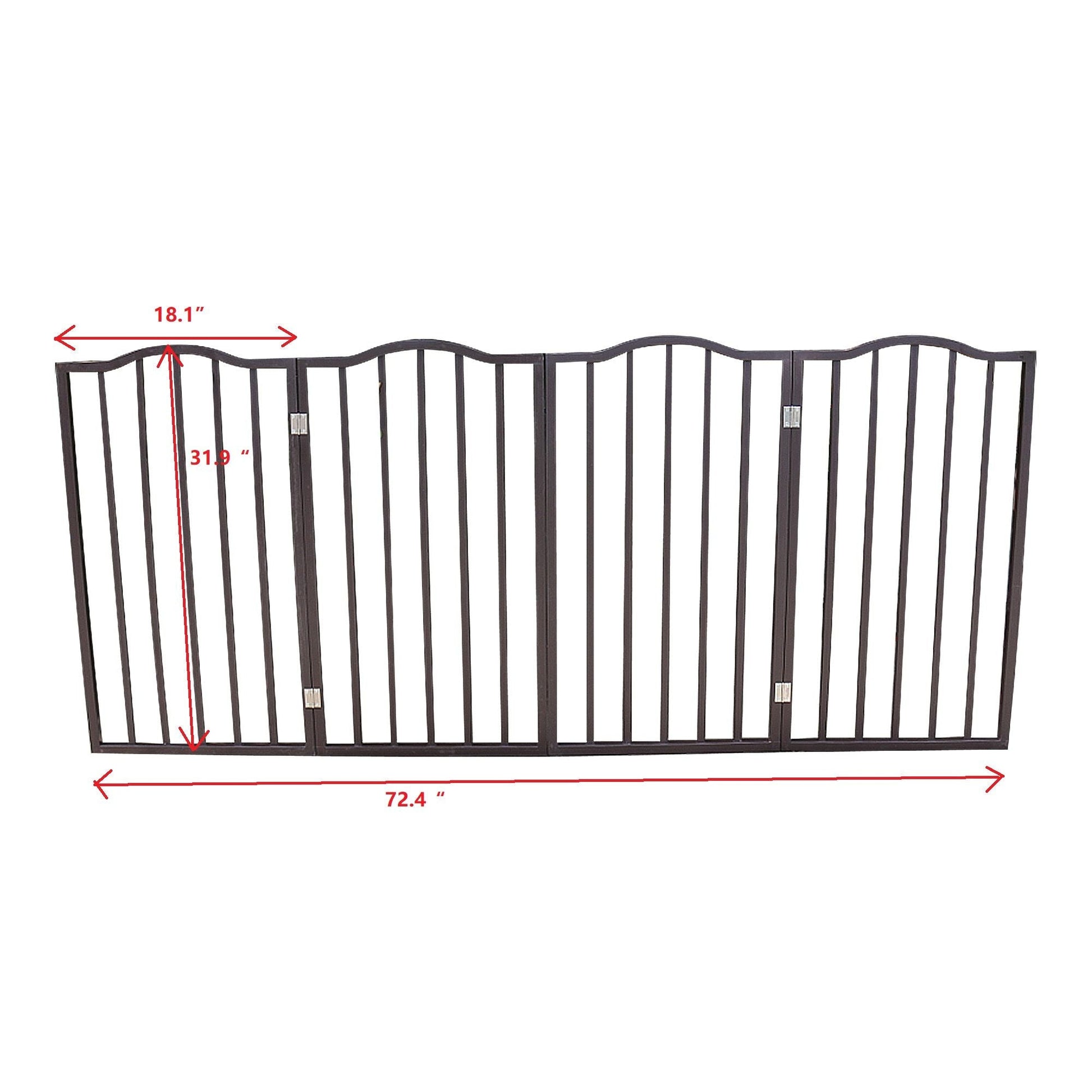 Dark brown HouseOfZazla freestanding folding pet gate for doors and stairs 72.4 inches wide on Tampa Home & Garden Store