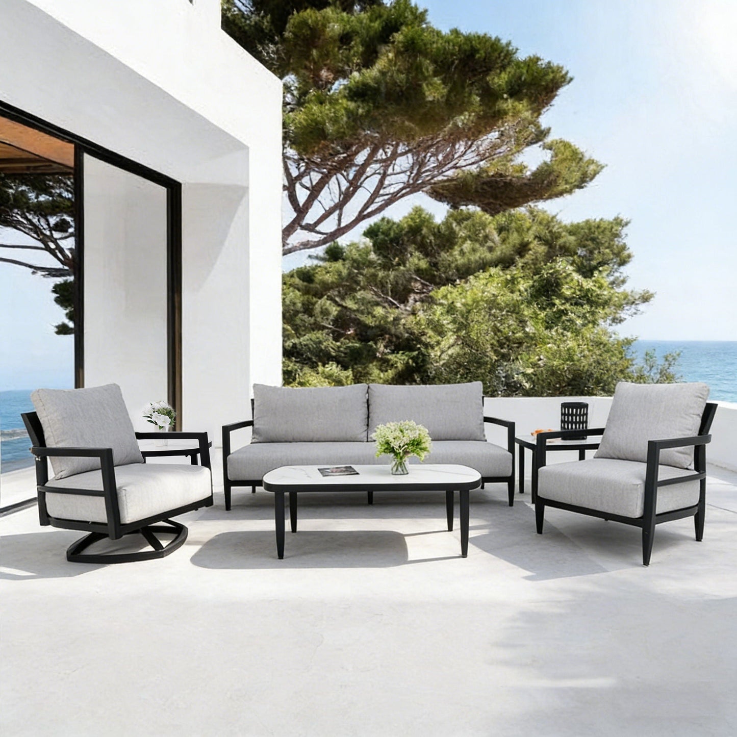 Outdoor Conversation Set with Sunbrella Cushions