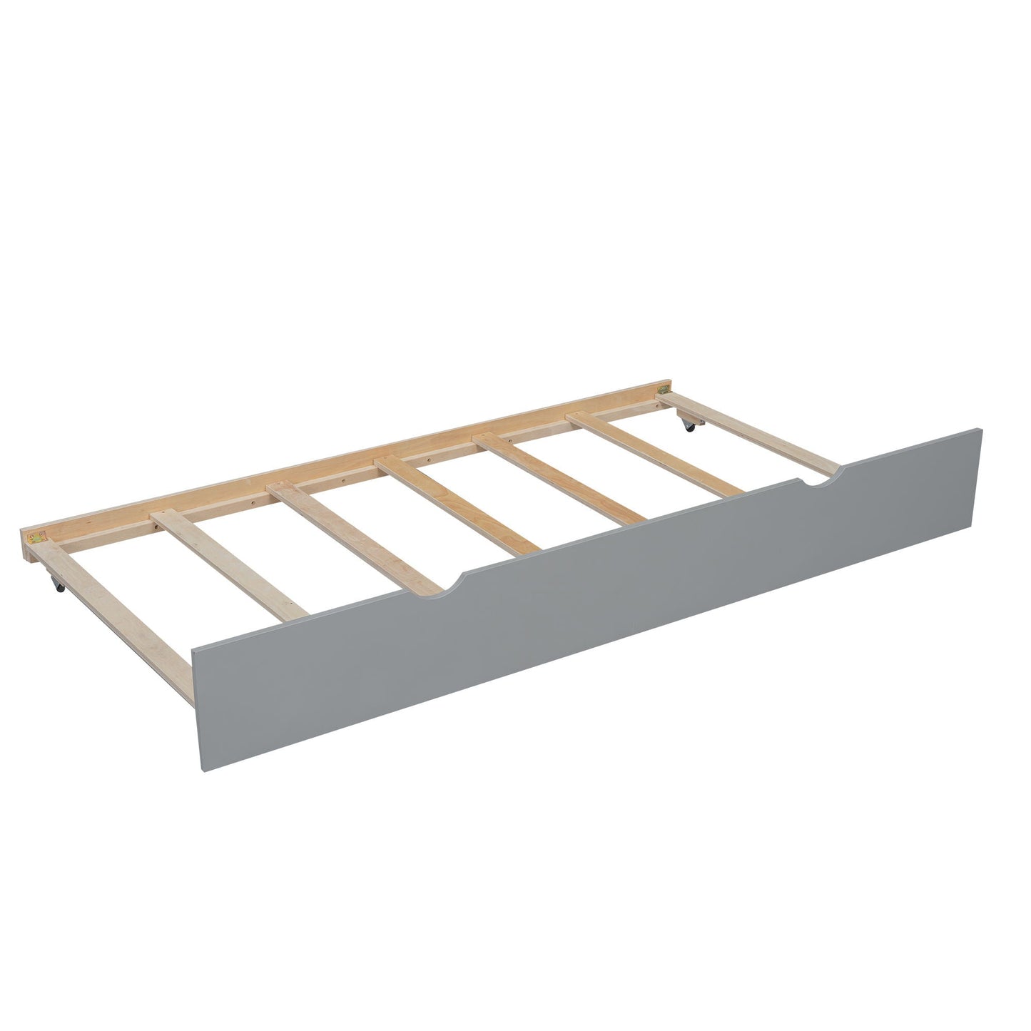 Bunk Bed by HouseOfZazla with safety guardrail, gray panel finish, wood slats on Tampa Home & Garden Store